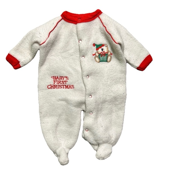 Other - Vintage Baby Gro Baby’s First Christmas Fleece Footie Pajamas Size 3-6 Months